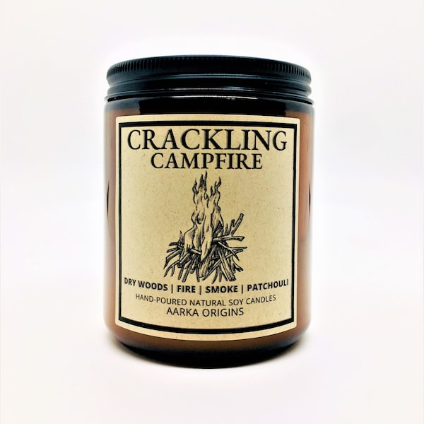 Crackling Campfire Soy Candle | Gaming Candle | Geek Gift | RPG | Gamer | DnD | Camping | Smoke | Fire