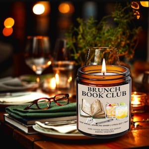 Brunch Book Club Soy candle, Bookish Candle, Book Lover, Book Inspired Candles, Bookworm Gift, Literary Gifts, Book themed candle, book club