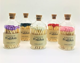 Apothecary Matches, Safety Matches, Candle Matches, Match Jar, Glass Jar Matches, Farmhouse Decor, Home Decor, Soy Candle Pair, holiday gift