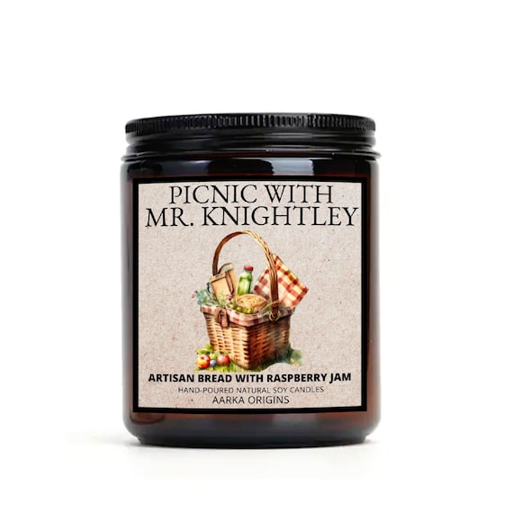 Picnic With Mr. Knightley Soy Candle, Book Inspired Candle, Bookworm Gift, Poetry, Bookish Gifts, Book Candle Gift, Spring, Summer, wax melt