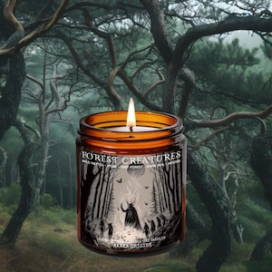 Forest Creature Soy candle, Folklore Fantasy, Gothic, Faerie Forest, Woods Earthy, Dark Fairycore Decor, Forest Floor Cottagecore Gift, melt