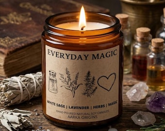 Everyday Magic Soy Candle, Bookworm gifts, nerdy gift, Bookish Gift, smudge, Witch candles, Magical candles, Book inspired, Literary gifts