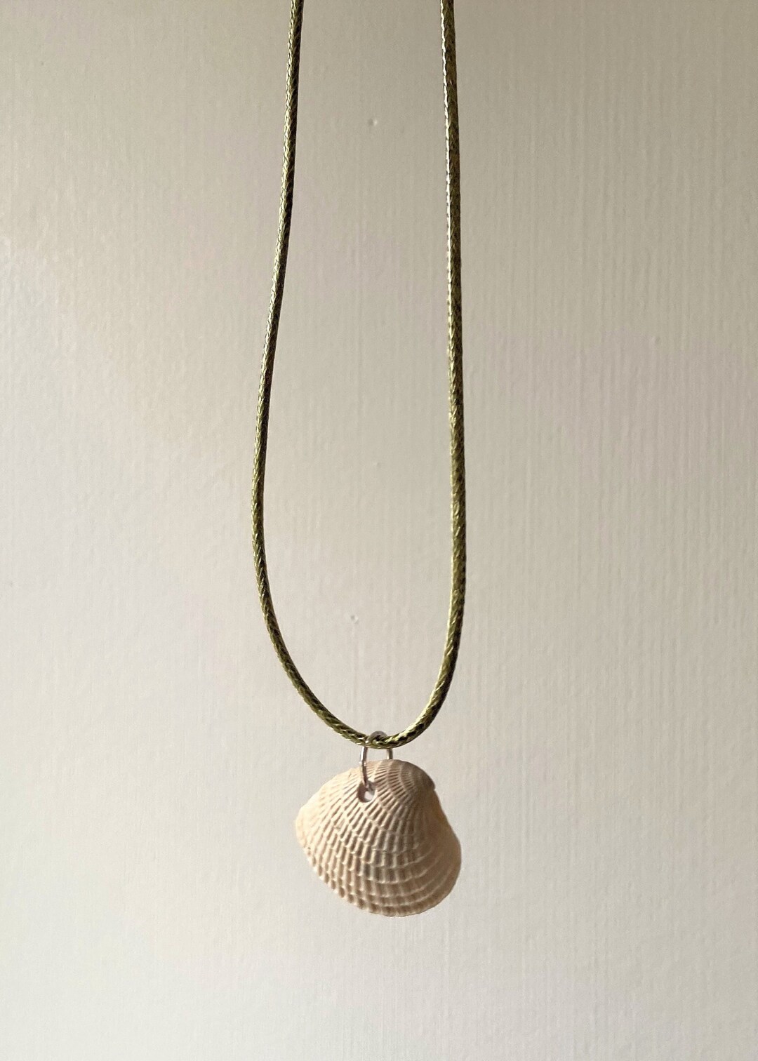 White Sea Shell Pendant Necklace / Handmade Beachy Accessory / Made