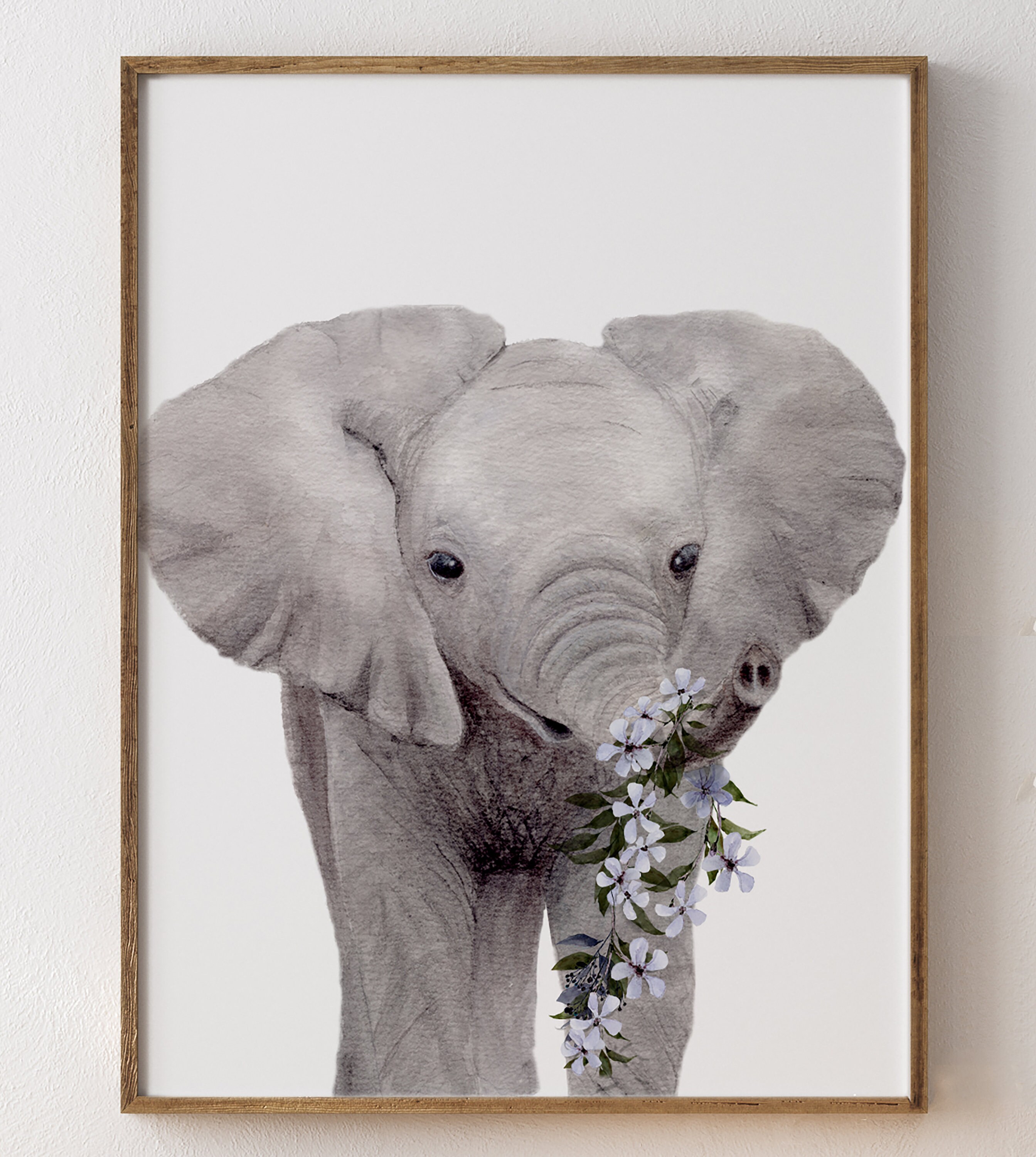 NURSERY PRINTABLE | Watercolor Elephant, Cute Baby Elephant Printable ...