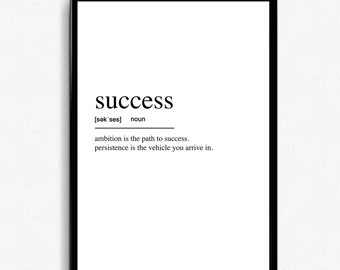 Success Definition Print, Modern Inspirational Quote, Ready to Hang Canvas, Graphic Wall Art