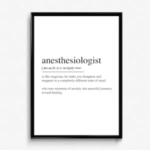 Plakat z definicją anestezjologa. Anestezjologia, wydruk ścienny, prezent anestezjologiczny, płótno owinięte - gotowe do powieszenia