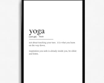 Yoga Definition Poster, Minimalist Print, Modern Quote Wall Art, Stretched Canvas, Gift For Friend