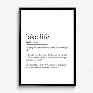 Lake Life Definition Art Print: Lake House Decor, Ready to Hang