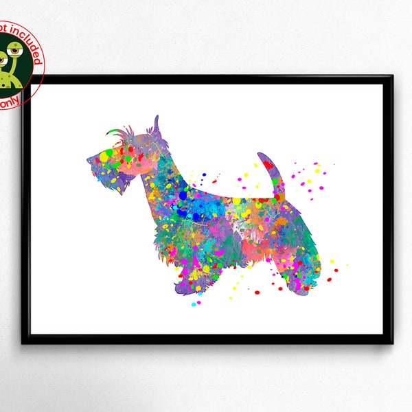 Scottish Terrier Wall Art, Scottie Dog Aquarelle Painting Print, Nursery Decor, Dog Lover Gift Poster