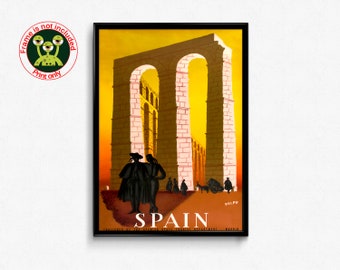 Spain Travel Poster, Vintage Wall Art, Madrid Print, Spanish Art