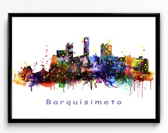 City Skyline Watercolor Print: Venezuela Cityscape Travel Poster