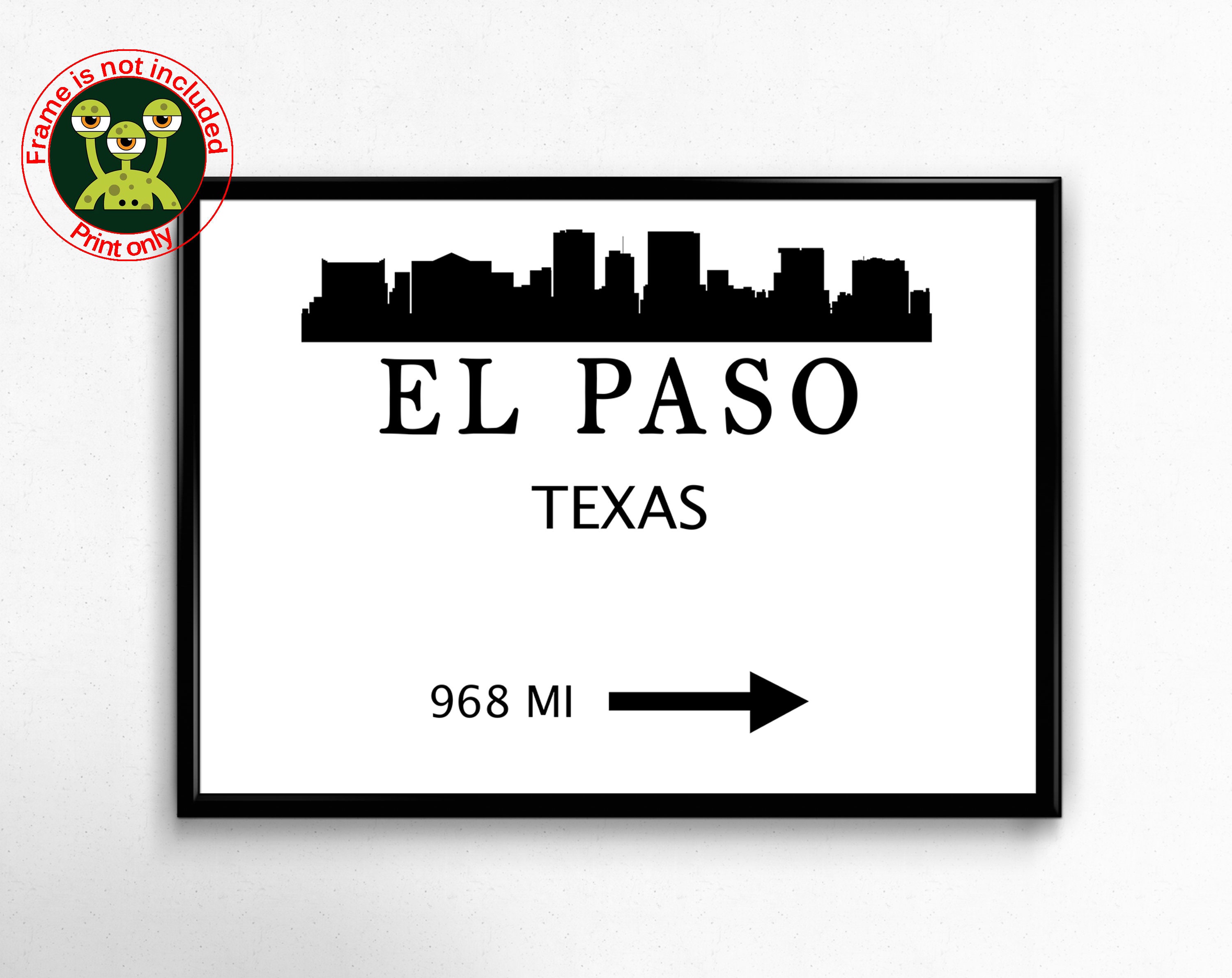 El Paso Texas Modern Poster. Mileage Sign Print. US City Etsy