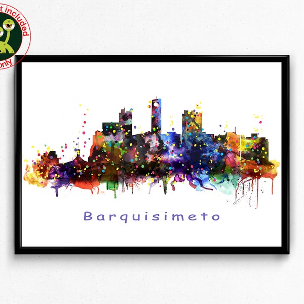 Barquisimeto, Caracas, Maracaibo, Any City Skyline Watercolor Print, Custom City Name Cityscape Poster, Best Keepsake Gift, Travel Wall Art