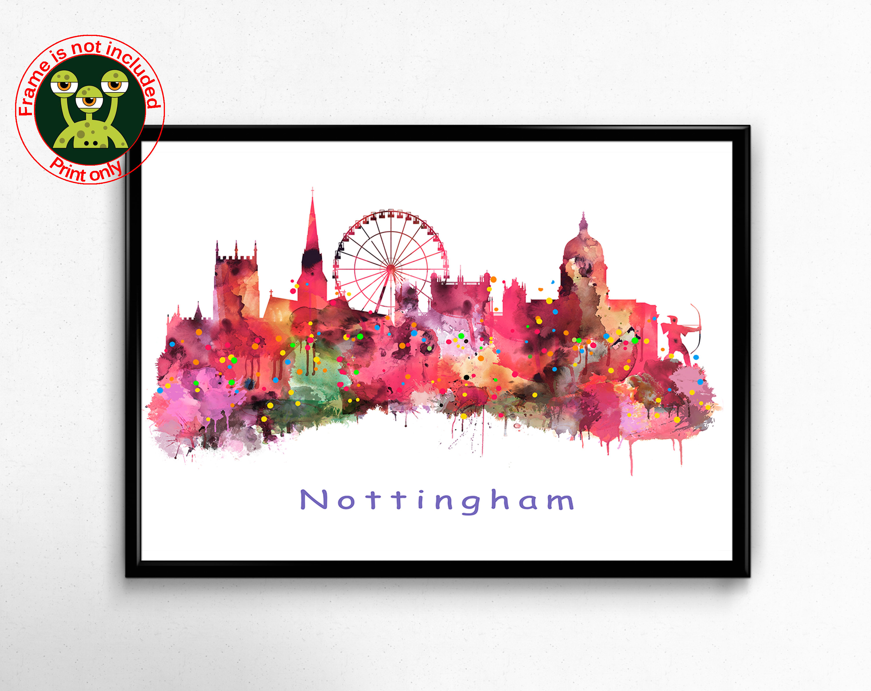 Nottingham angleterre skyline wall art,...