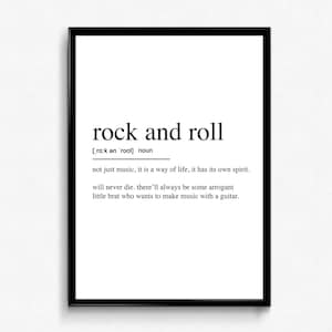 Rock and Roll Definition Poster. Music Modern Wall Art, RockNRoll Quotes Print, Rock'n'roll  Gift, Wrapped Canvas - Ready to Hang