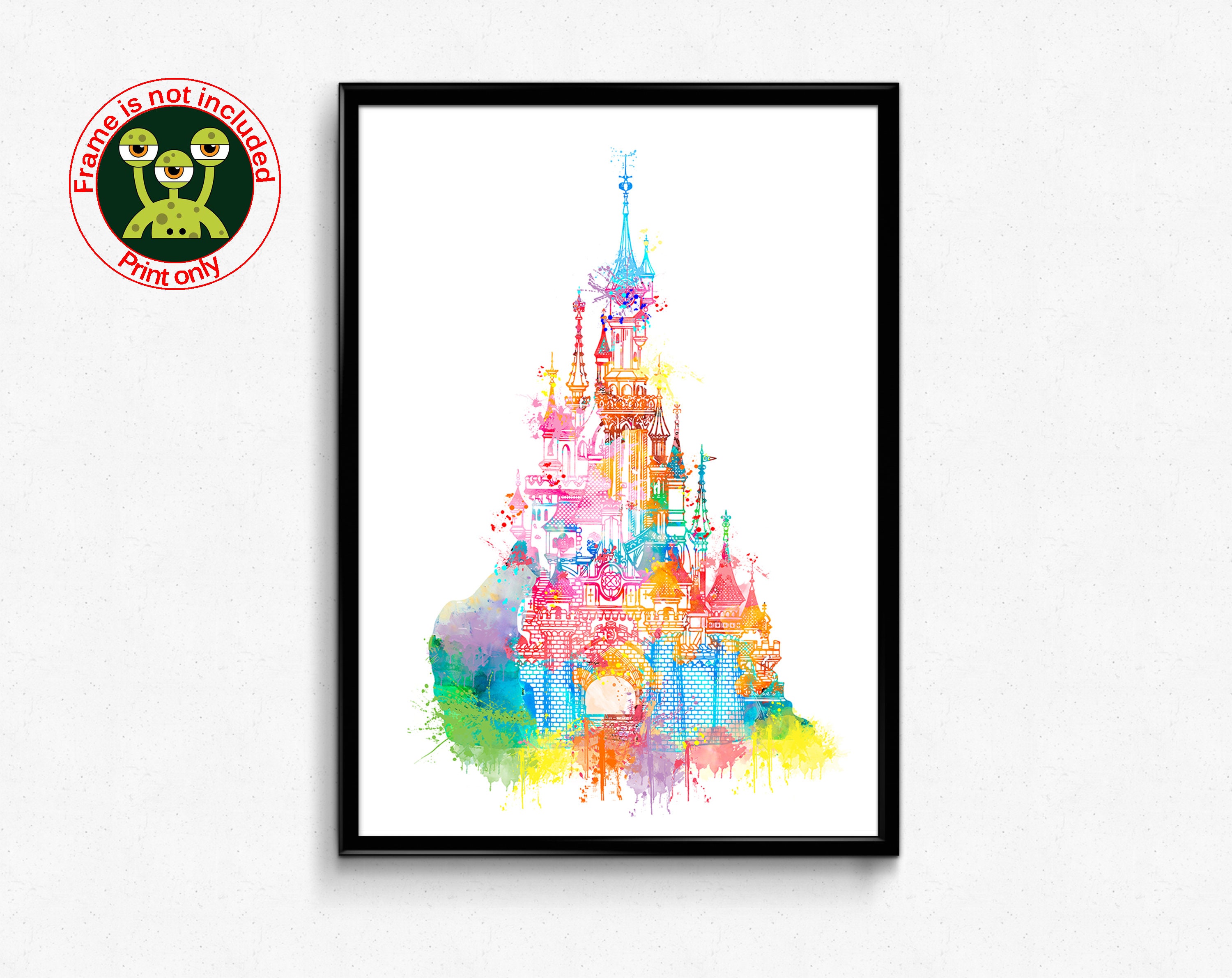 Princess Castle Wall Art Watercolor Painting Print Nursery Etsy