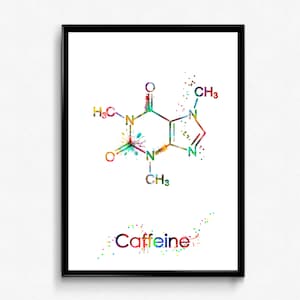 Caffeine Molecule Watercolor Art: Modern Kitchen Canvas Print