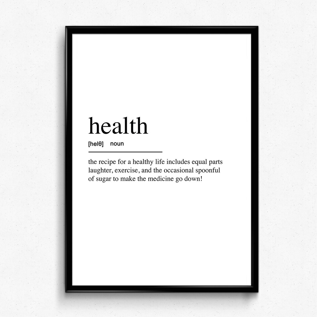 Health Definition Poster. Modern Home Decor, Minimalist Wall Art Print