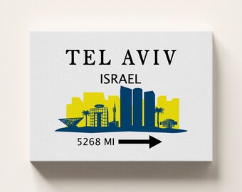 Tel Aviv Skyline Canvas Print, Israel Modern Wall Art, City Graphic Decor