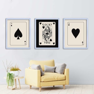 Jugando a los naipes arte de la pared, arte de mediados de siglo, carteles abstractos neutros, decoración boho minimalista, conjunto de 3 impresiones