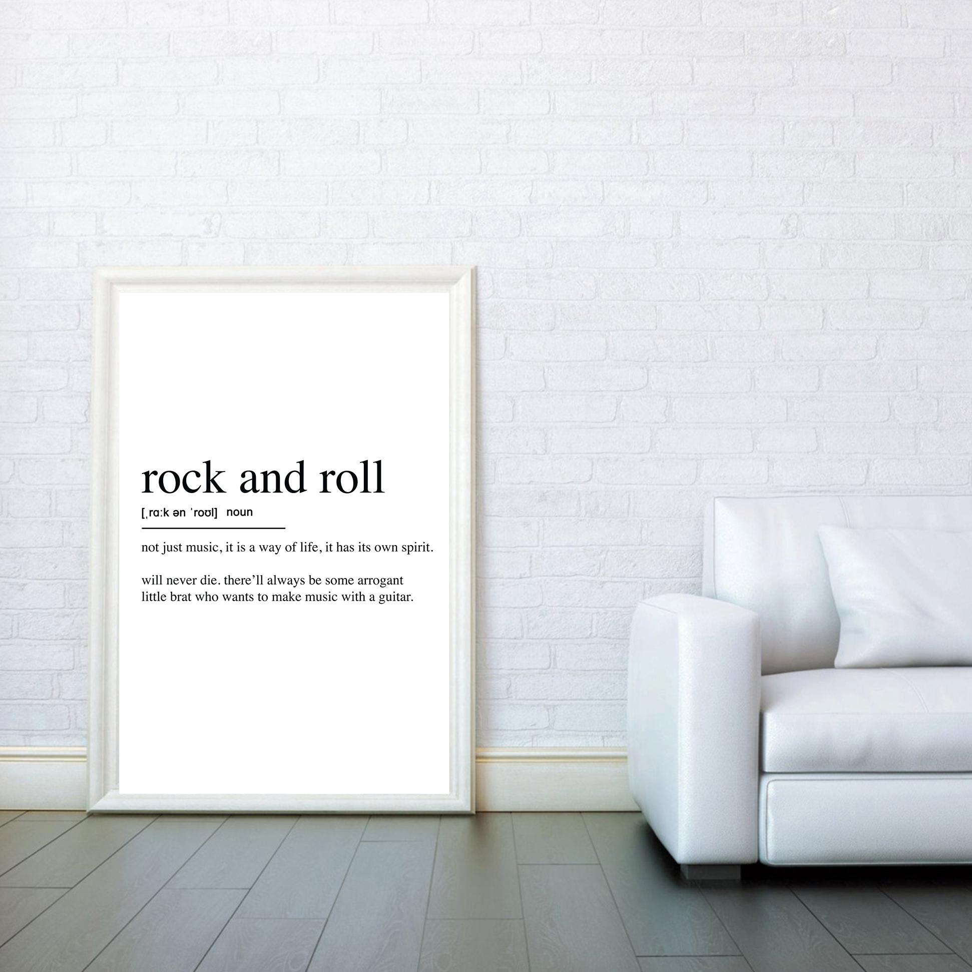 Rock and Roll Definition Print, Graphic Modern Music Wall Art