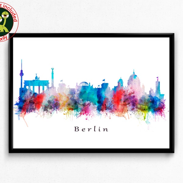 Custom Germany City Skyline Watercolor Print, Deutschland Cityscape Poster, Travel Gift, Personalized City Name Modern Wall Art