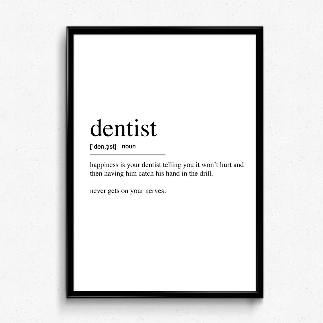 Dentist Definition Poster. Modern Wall Art Minimalist Print Etsy