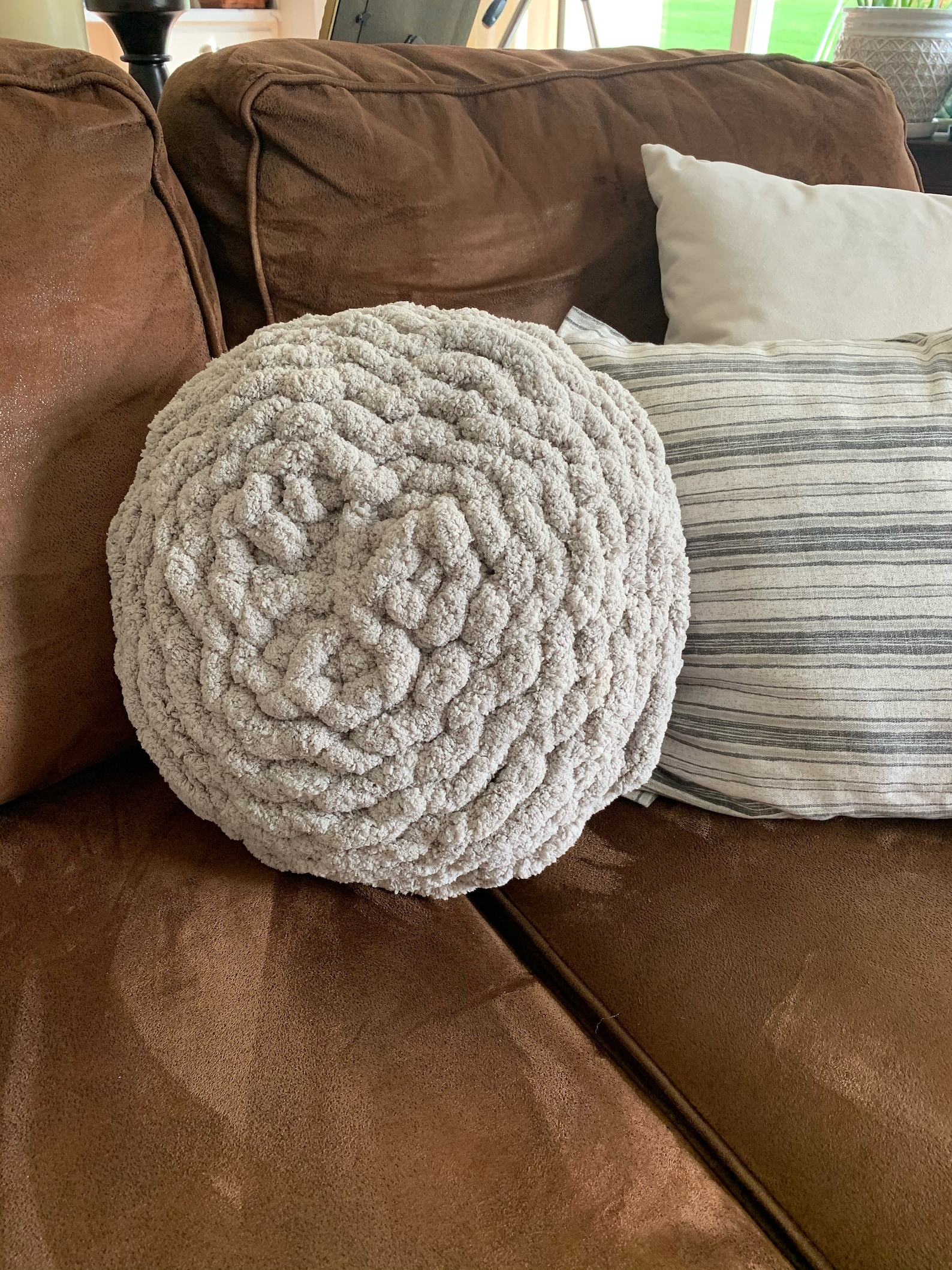 Handmade Chunky 100 Chenille Pillow Hand Knit Chunky Etsy