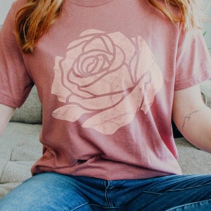 Rose Graphic Tee Oversized Wild Flower Distressed Design Vintage Inspired Desert Rose Shirt Womens Botanical Shirt Forest Core Shirt