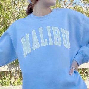 Malibu Sweatshirt Malibu Shirt California Trendy Crew Neck Vintage Look Distressed Sweater vsco Sweatshirt Y2K Shirt Beach Hoodie