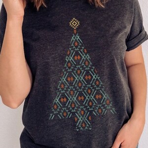 West Azteekse Kerstboom Shirt Vintage Zuidwesten Grafische Vakantie Tee Desert Shirt Zuid West Crewneck Cowgirl Christmas Tee