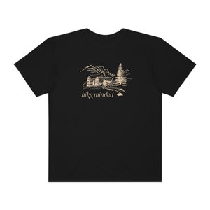 Hike minded comfort kleuren T-shirt retro natuur shirt muesli meisje wandelshirt wildernis wildlife Gorpcore camping shirt nationaal park shirt Black