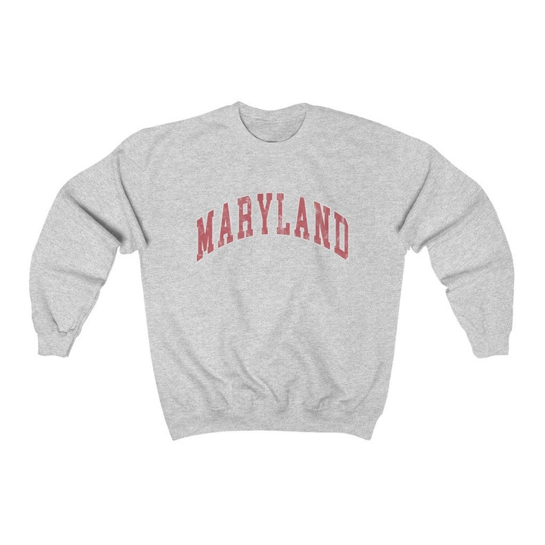 Maryland Sweatshirt Varsity Crewneck Preppy Sweatshirt Vintage Look Distressed Comfy Oversized Sweatshirt New England Sweater image 6