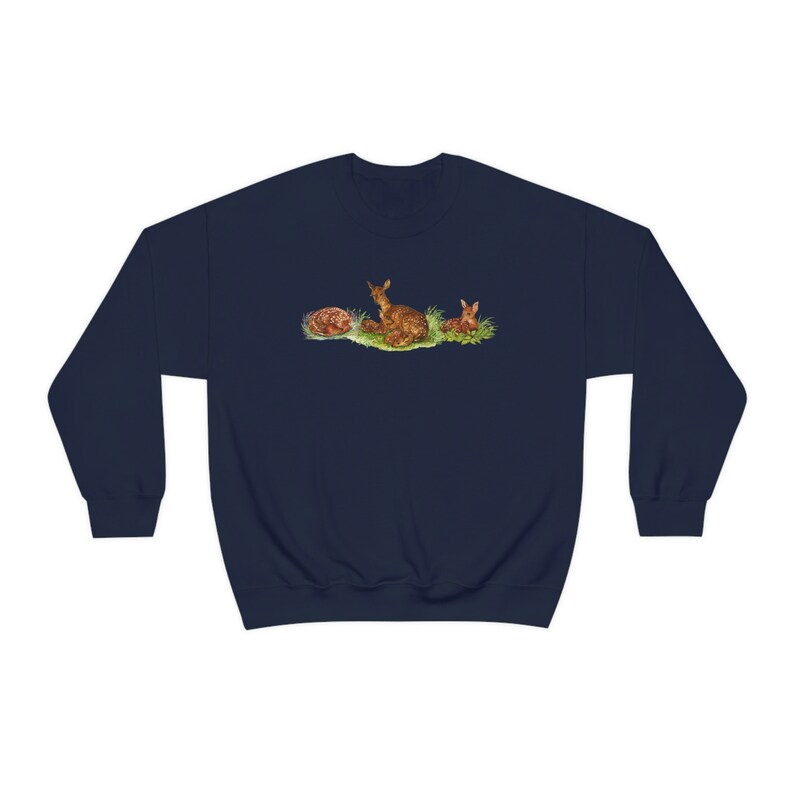 Cute Forest Deer Sweatshirt Mother Deer and Fawns Crewneck Cottage Core Forest Core Woodland Wild Life Shirt Nature Sweatshirt image 8