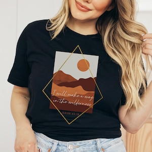 Koszulka chrześcijańska Desert Vibes Utoruję drogę na pustyni Koszulka z Jezusem Odzież chrześcijańska Wiara Koszulka Werset biblijny