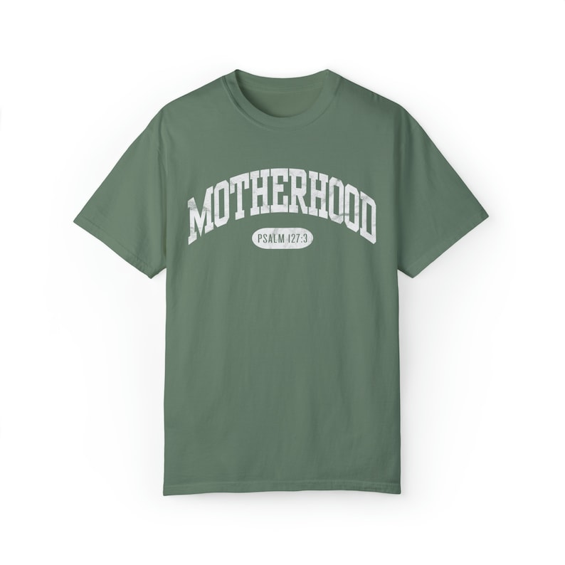 Comfort Colors© Motherhood Christian Graphic Tee Psalm 127:3 Rewards from Heaven Mama Shirt New Mom Gift Christian Vintage Look Tee Light Green
