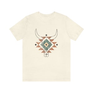 Aztec Cow Skull Shirt South Western Graphic Tee Vintage Print TShirt Country Music Cowgirl Shirt Longhorn Skull Shirt Desert Shirt image 10