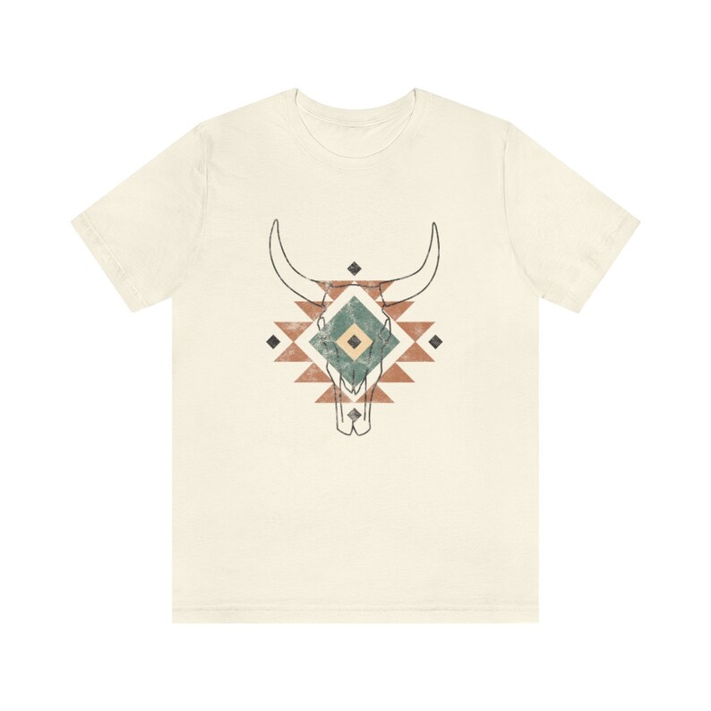 Aztec Cow Skull Shirt South Western Graphic Tee Vintage Print TShirt Country Music Cowgirl Shirt Longhorn Skull Shirt Desert Shirt image 10