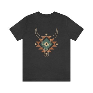 Aztec Cow Skull Shirt South Western Graphic Tee Vintage Print TShirt Country Music Cowgirl Shirt Longhorn Skull Shirt Desert Shirt image 9