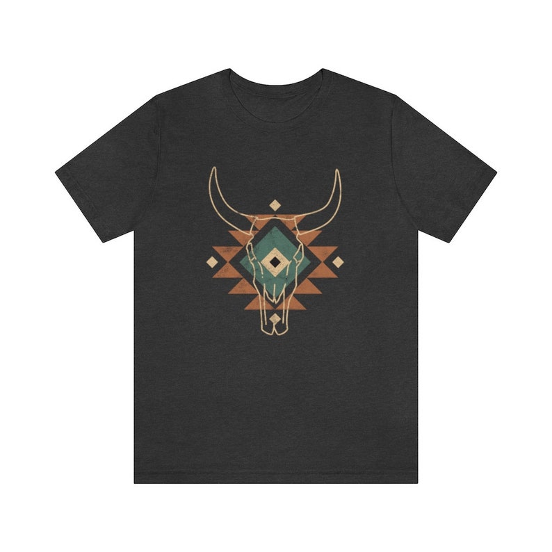Aztec Cow Skull Shirt South Western Graphic Tee Vintage Print TShirt Country Music Cowgirl Shirt Longhorn Skull Shirt Desert Shirt image 9