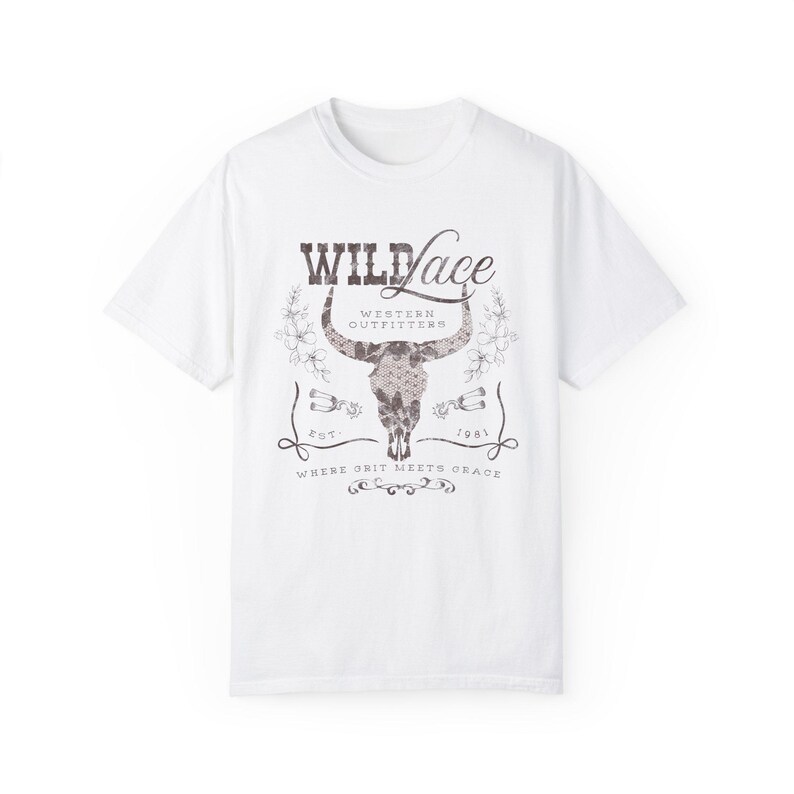 Western Grafik T-Shirt Bull Skull Shirt Kokette Cowgirl Bögen und Spitze Country-Musik-TShirt Komfort Farben Cowgirl Retro Nashville Rodeo Shirt Bild 5
