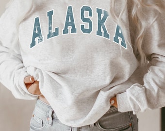 Alaska Sudadera Vintage College Sudadera Preppy Crewneck Nature Camisa Wilderness Suéter Montaña Sudadera Retro Alaska Camisa