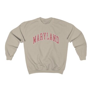 Maryland Sweatshirt Varsity Crewneck Preppy Sweatshirt Vintage Look Distressed Comfy Oversized Sweatshirt New England Sweater Sand