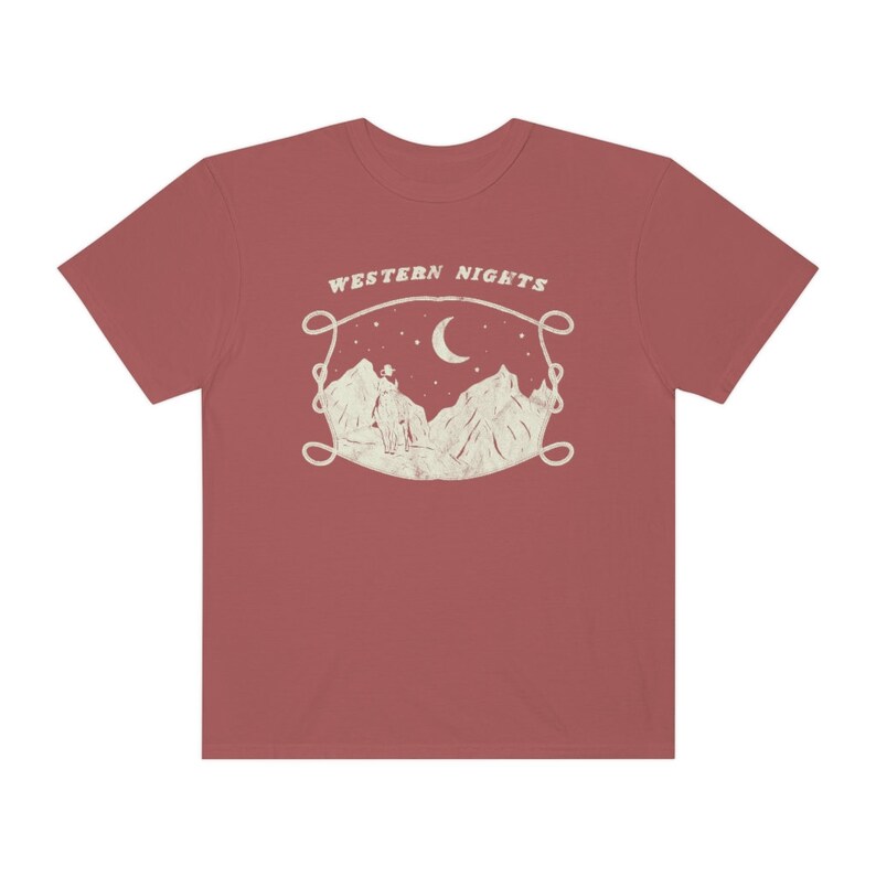 Koszulka Western Nights Graphic Western Tee Comfort Colors TShirt Zniszczony Vintage Look Koszula Desert Southwest Koszula kowbojska Howdy Wild West Koszula Cumin