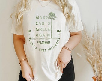 Make Earth Green Again Vintage T Shirt Milieu Shirt Granola Meisje 80s Shirt Earth Day Graphic T Forestcore Pine Tree Shirt Tree Hugger