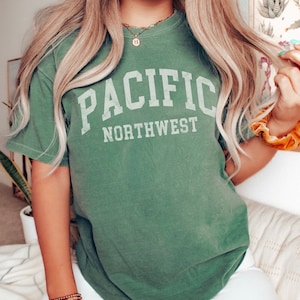 Pacific Northwest Graphic Tee Vintage Look Varsity PNW Shirt Pacific Northwest Beaches TShirt Oregon Washington Idaho Shirt