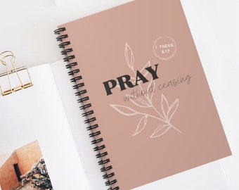 Prayer Journal Christian Journal Pray Without Ceasing Gratitude Journal Bible Study Journal Prayer Notebook Blush Pink Notebook Affirmations