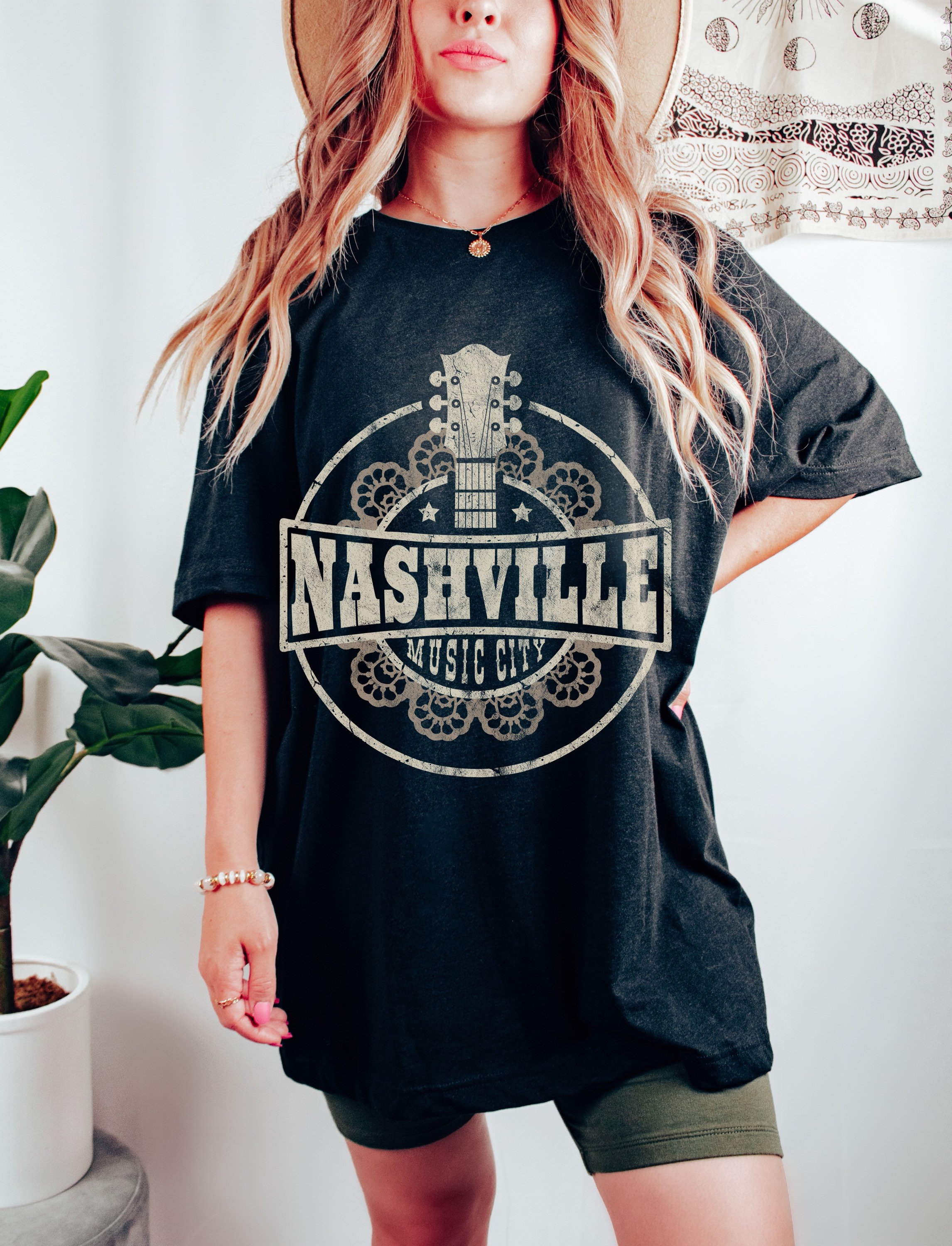 Discover Nashville Shirt Guitar Shirt Vintage Inspired Distressed Music City Graphic Tee Nash Bash T-Shirt