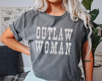 Outlaw mulher ocidental gráfico t angustiado conforto cores camiseta country music camisa country concerto 90s outlaw camisa feminina