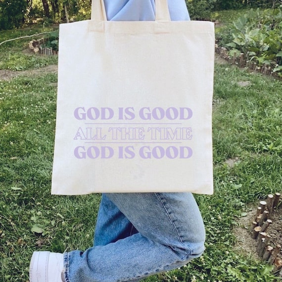 God Is Good All The Time Pastel Tote Bag Christian Tote Bag Aesthetic Cute Tote Bag Reusable Grocery Bag Y2K Bag Retro Laptop Tote Bag